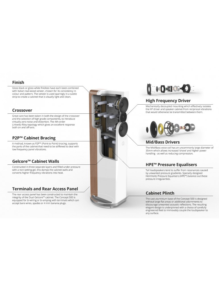 Q ACOUSTICS  CONCEPT 500 bianco high gloss + quercia (coppia)